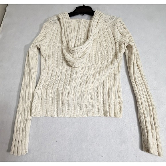 Access Hooded Pullover Cable Knit Chunky Sweater Fisherman Sz M Fitted Slimming - Picture 2 of 7